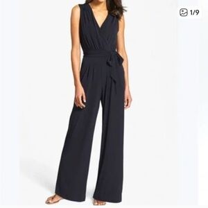 Vince Camuto V-Neck Black Sleeveless Jumpsuit - Size L